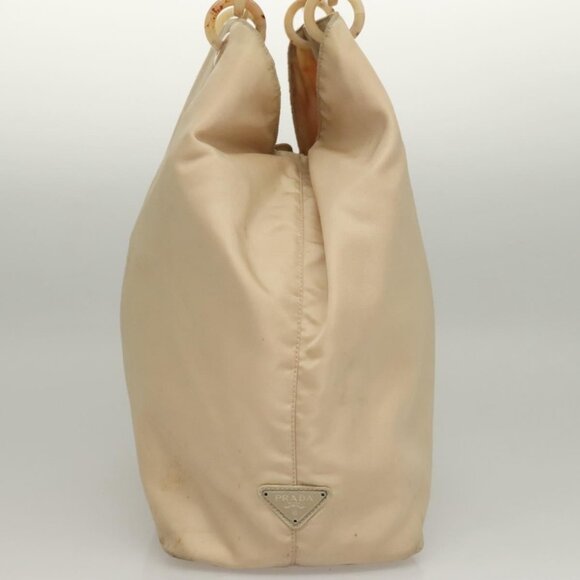 PRADA Hand Bag Nylon Beige Silver Auth - Picture 5 of 16